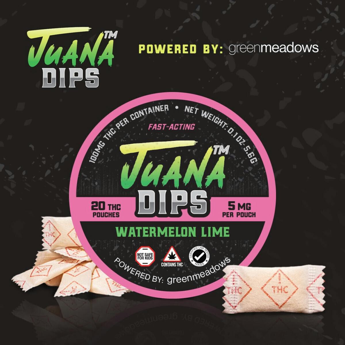 Juana Dips | Watermelon Lime Pouches | 100mg | 20ct | 5mg/ea