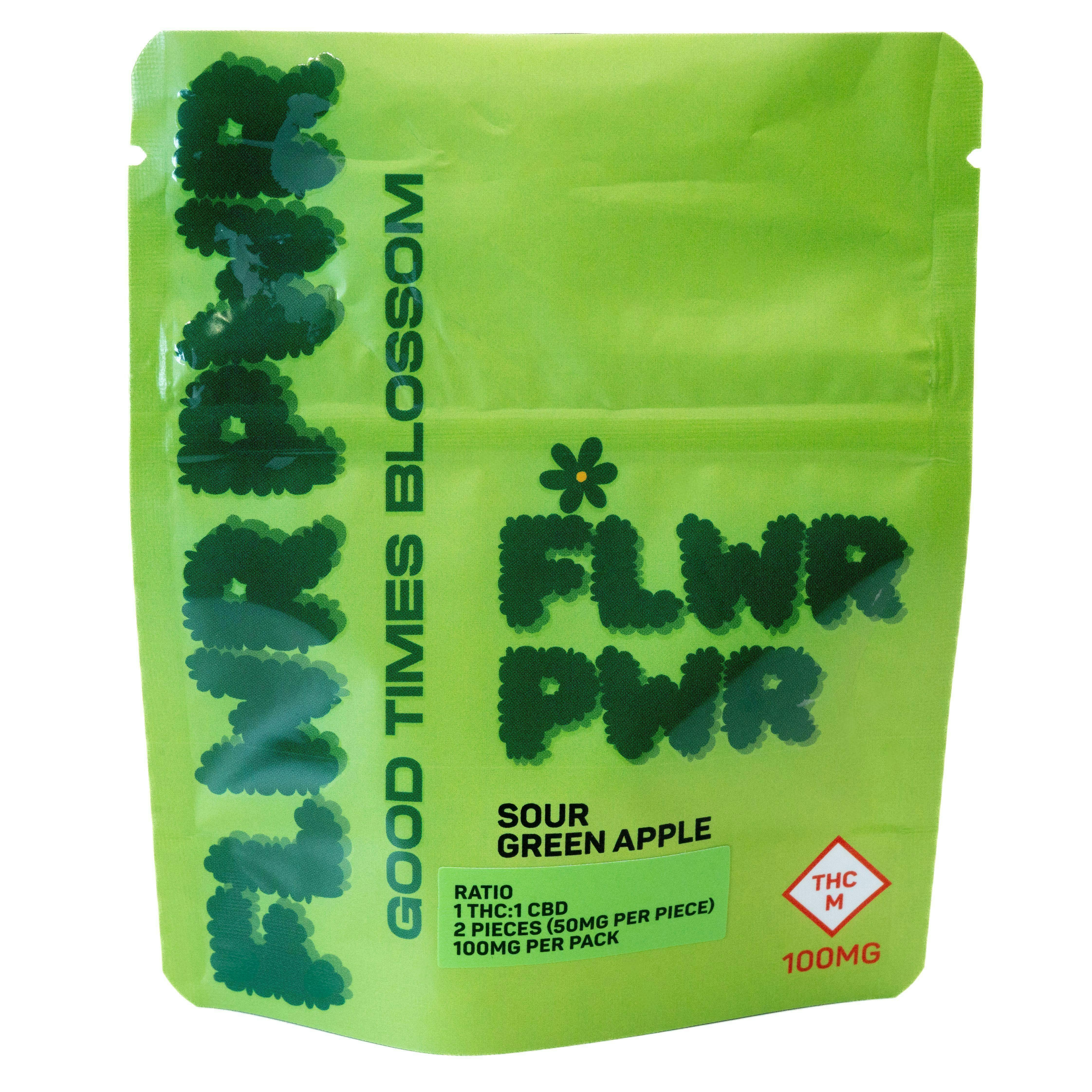 Sour Green Apple 1:1 THC:CBD Gummies | Gummies | 2pk | 50mg/ea