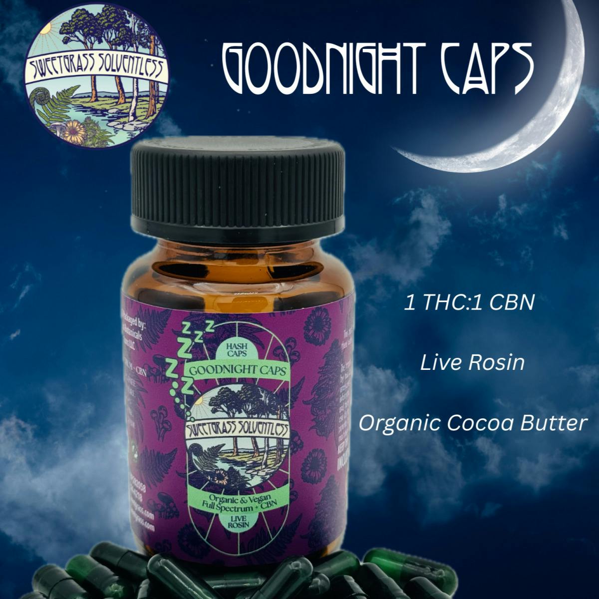 GoodNight THC/CBN Hash Caps | 20pk | 4.83mg/ea