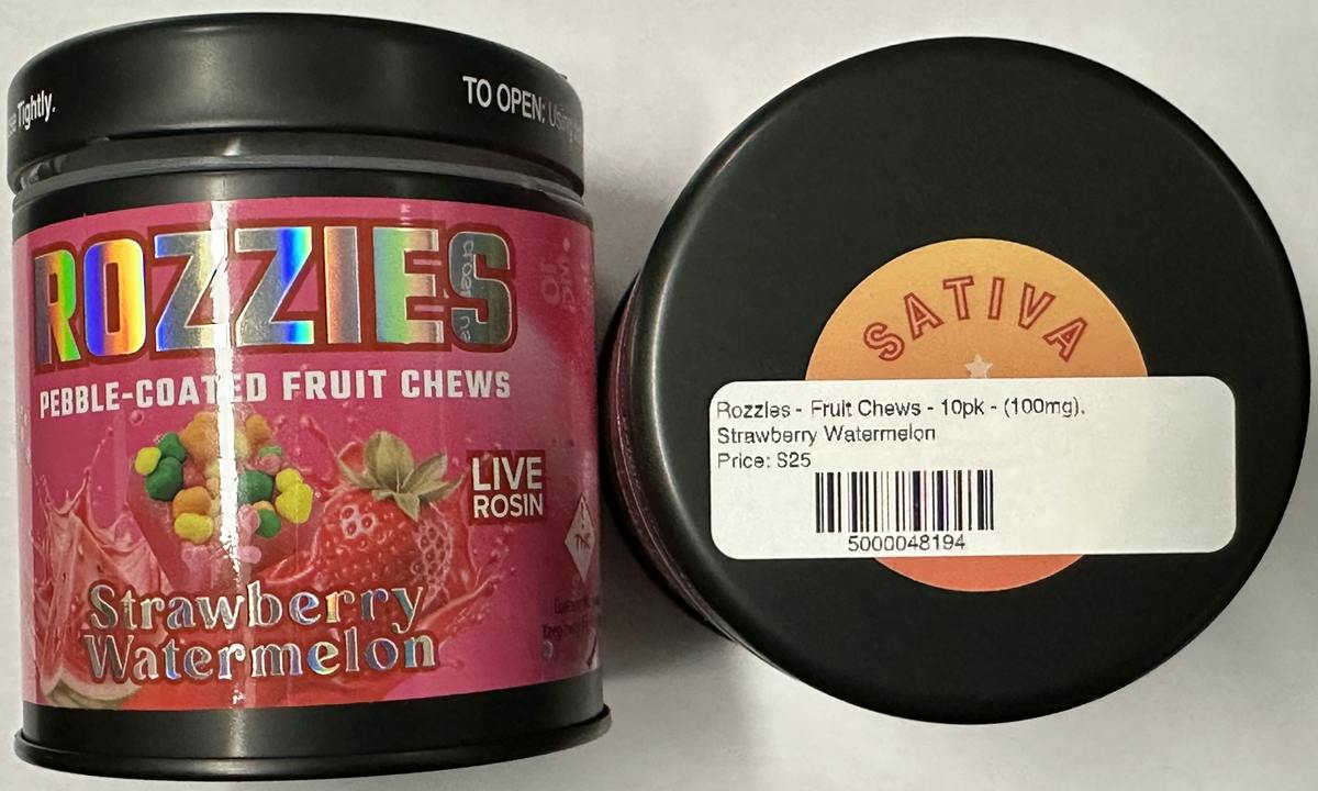 Rozzies Strawberry Watermelon Fruit Chews | Gummies | 10pk | 10mg/ea