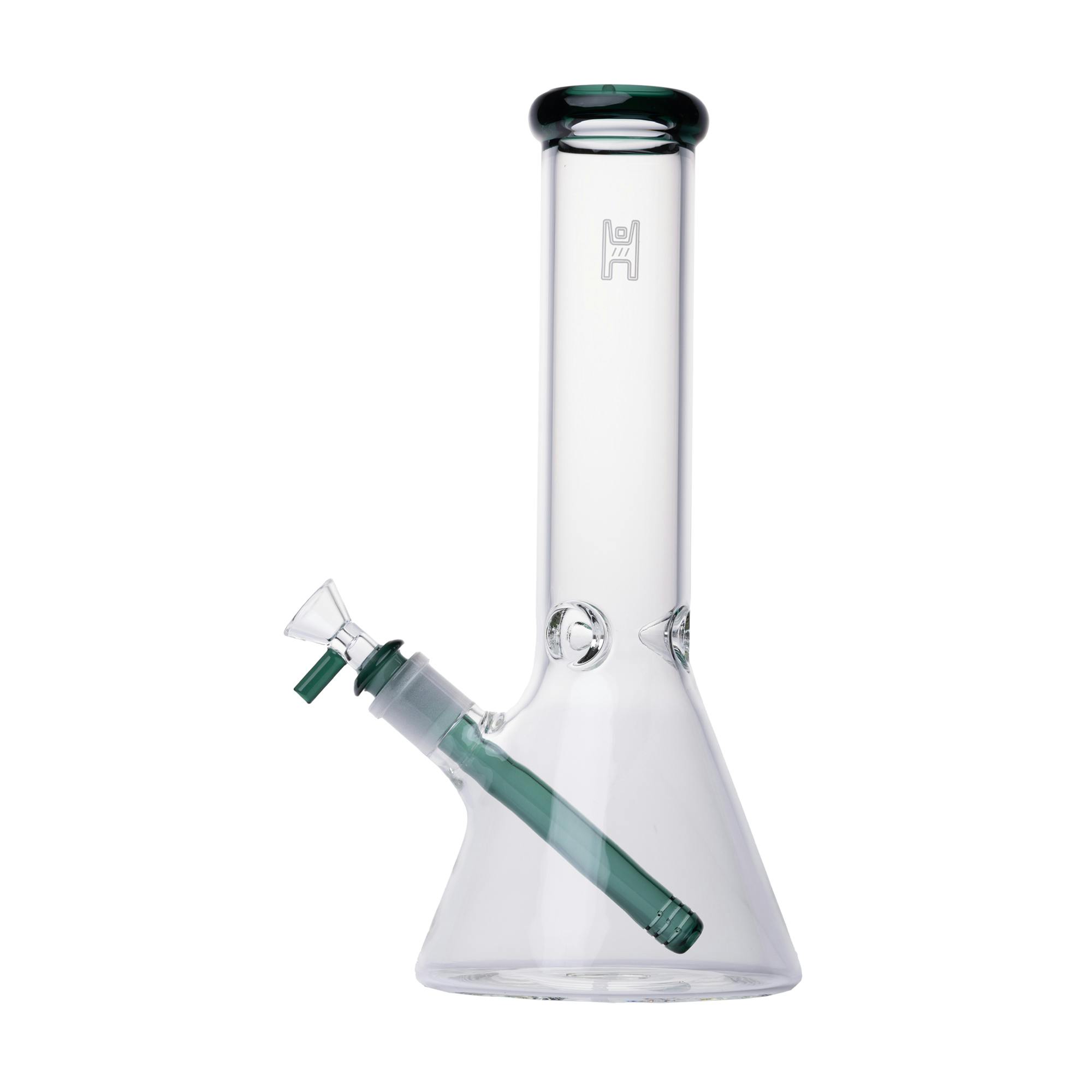 HG - 12" Beaker Bong - Clear with Lake Green Accent | Bongs