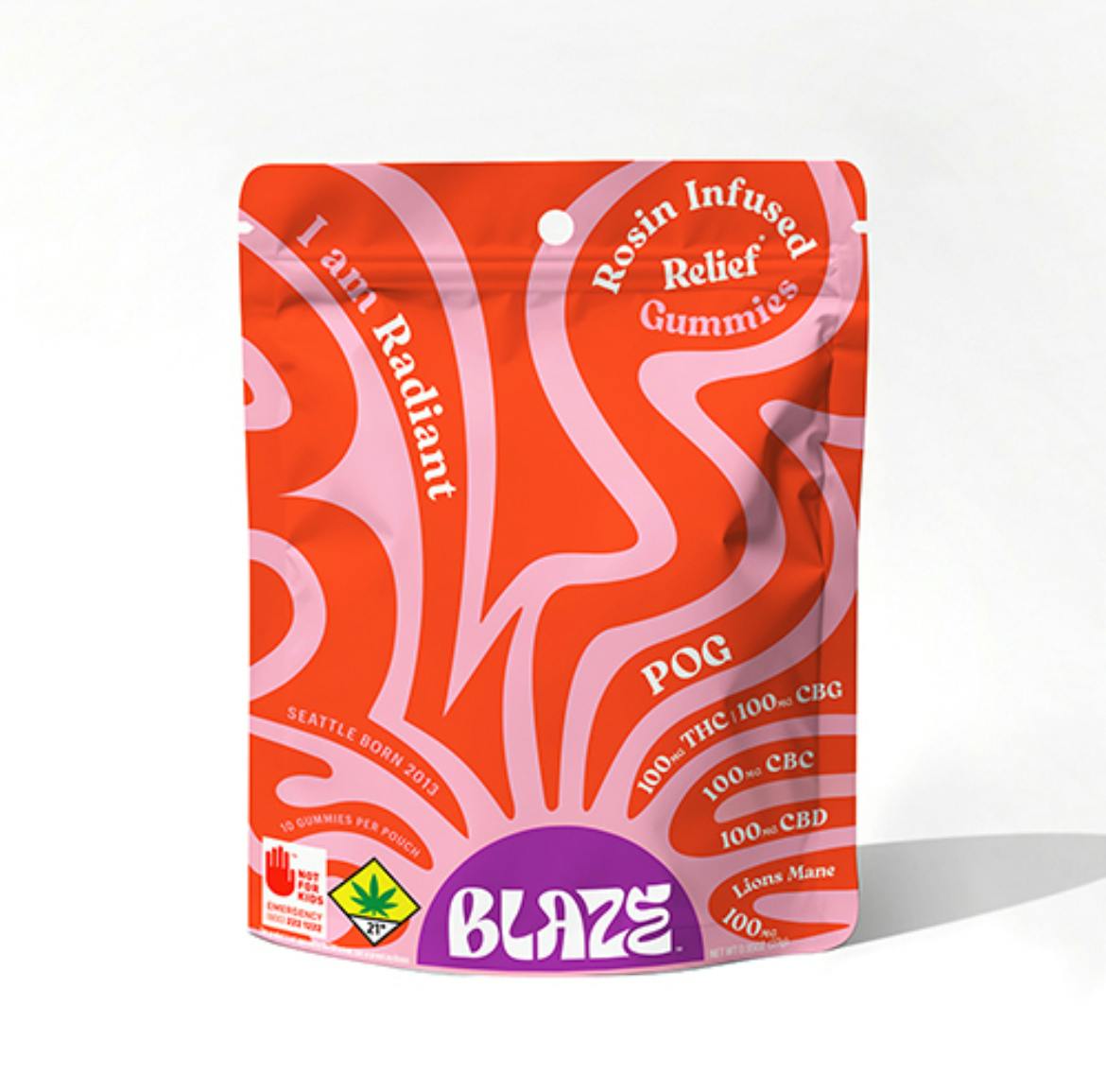 POG Blaze 1:1:1:1 CBC:CBG:CBD Rosin Gummies + Lions Mane | 400mg (DOH) | Gu