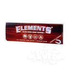 Elements - 1 1/4" Red Slow Burning Hemp Rolling Papers w/ Magnetic Enclosur
