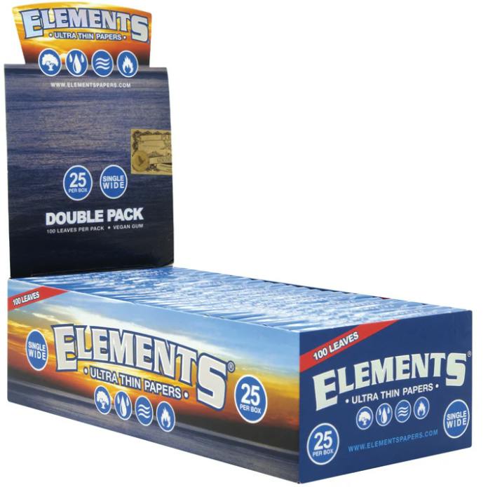 Elements Ultimate Thin Rice Rolling Papers Single Wide, Pack/100, Box/25 |
