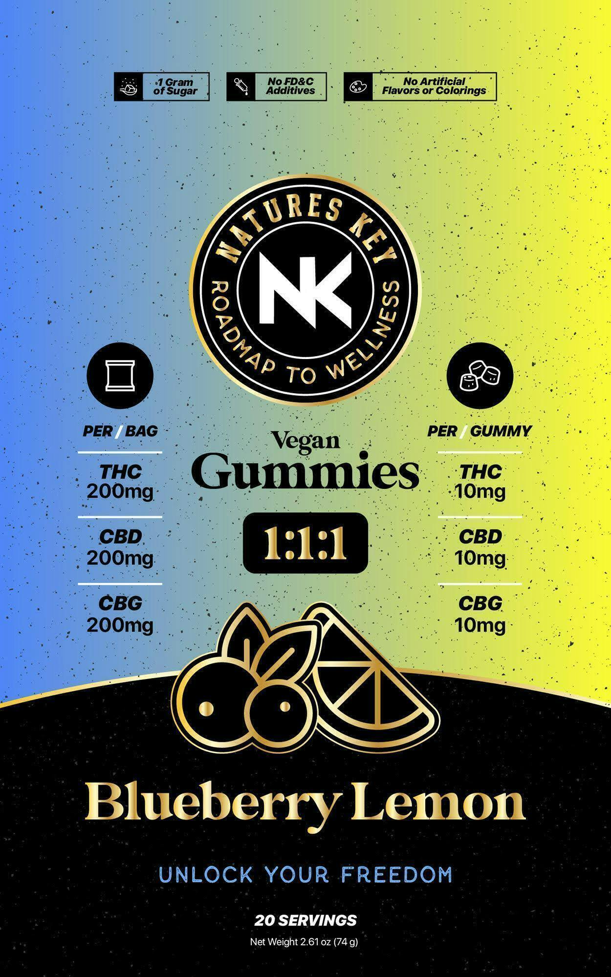 Blueberry Lemon 1:1:1 Gummies — /ea