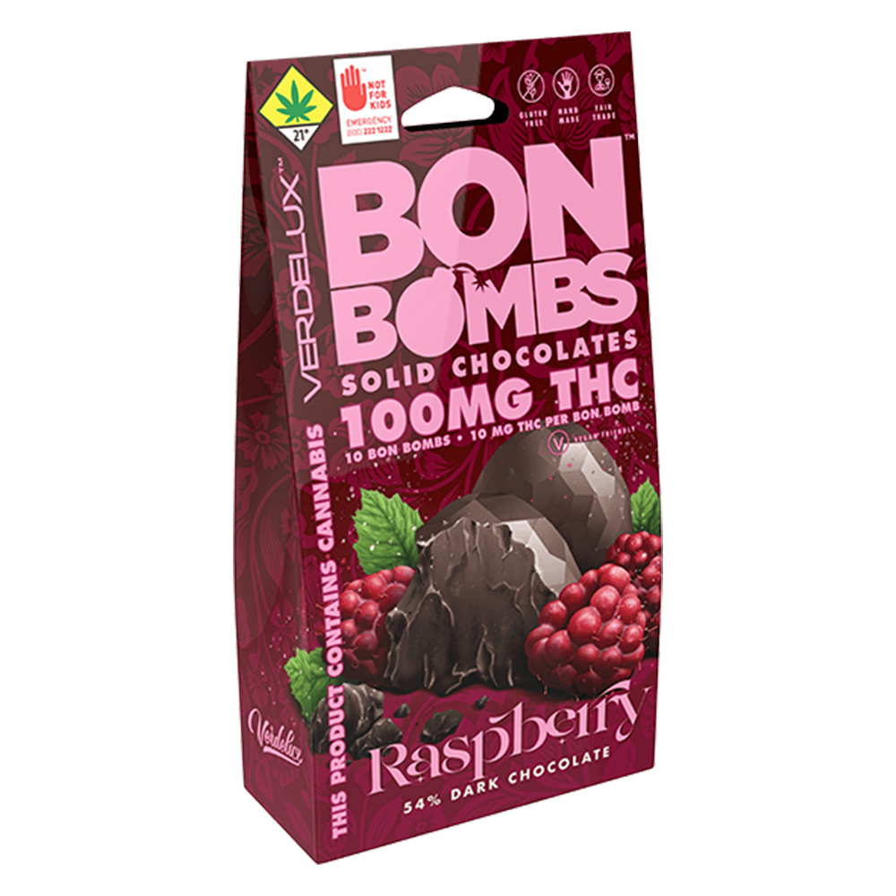 Chocolate BON BOMBS Raspberry (DOHC) Edibles - 100mg THC | Chocolates | 10p