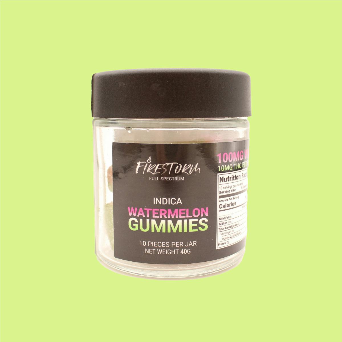 Firestorm | Watermelon | Full Spectrum Gummies (Indica) | (100mg) | Gummies