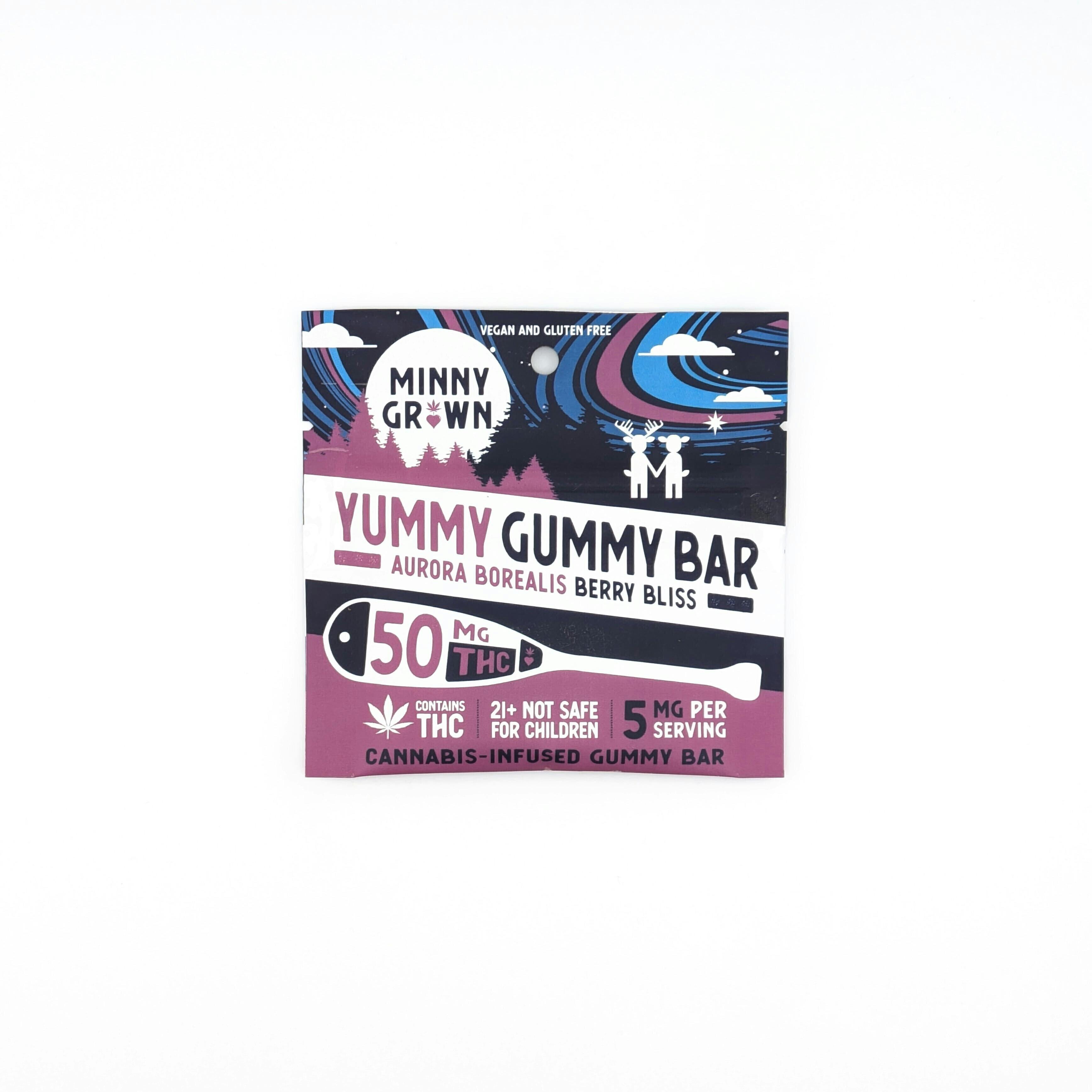Minny Grown - 50mg THC Yummy Gummy Bar - Berry Bliss | Gummies | 10pk | 5mg at Unwind Dispensary