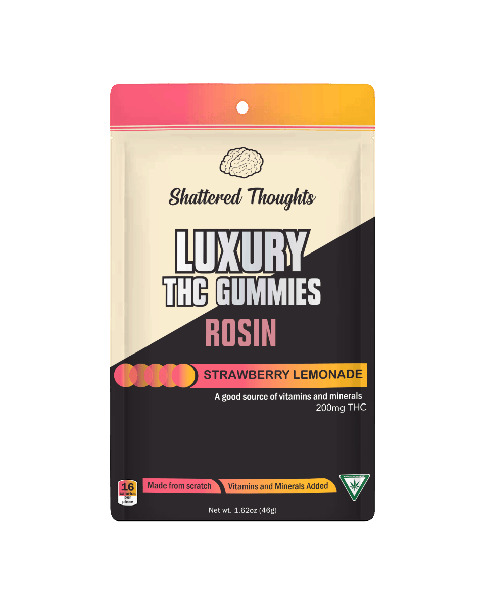 Strawberry Lemonade Hash Rosin Gummies | 200mg | 10ct | 20mg/ea by Shattered Thoughts