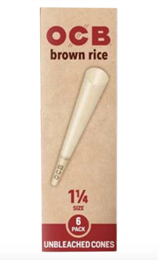 OCB 6 Pack Brown Rice 1 1/4 Size Cones | Accessories