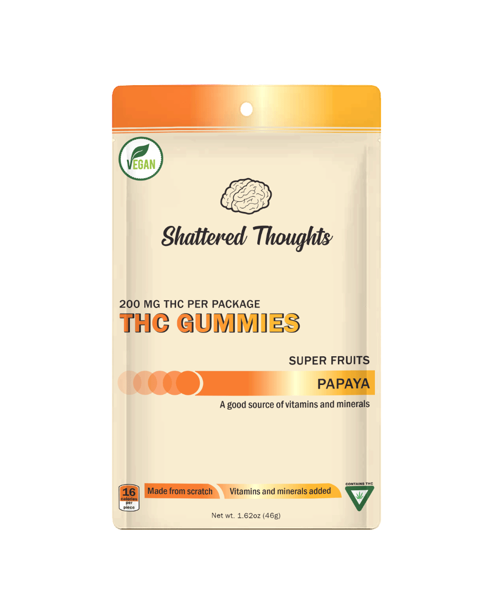 Shattered Thoughts | Papaya Vegan Gummies | 200mg | 10ct | 20mg/ea