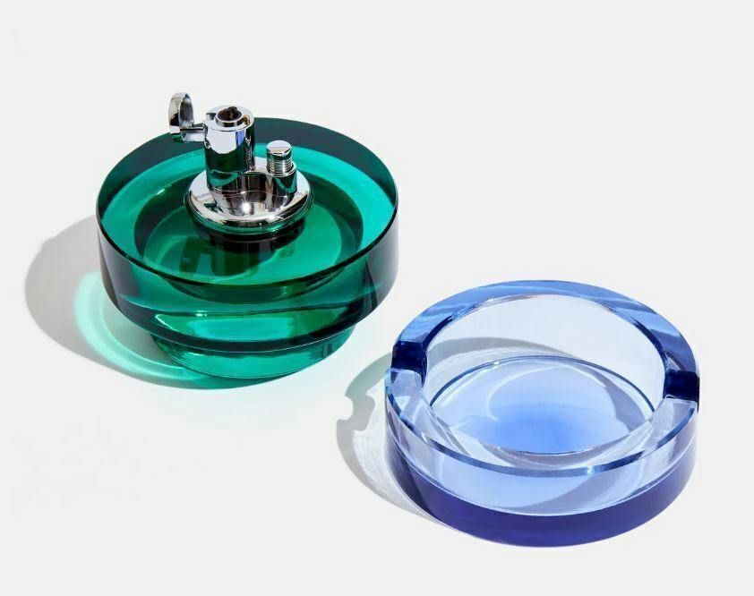 Glass Tabletop Lighter In Blue | Accessories by Flower by Edie Parker