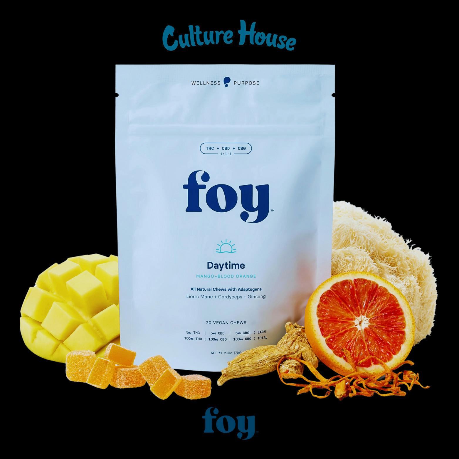 Foy | Mango x Blood Orange | Daytime | 1:1:1 THC:CBD:CBG | 20pk | 5mg/ea