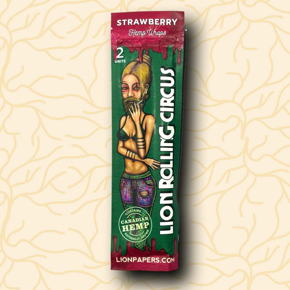 Lion Rolling Circus Hemp Wrap | Strawberry | Accessories at Green Degree at Hilltop