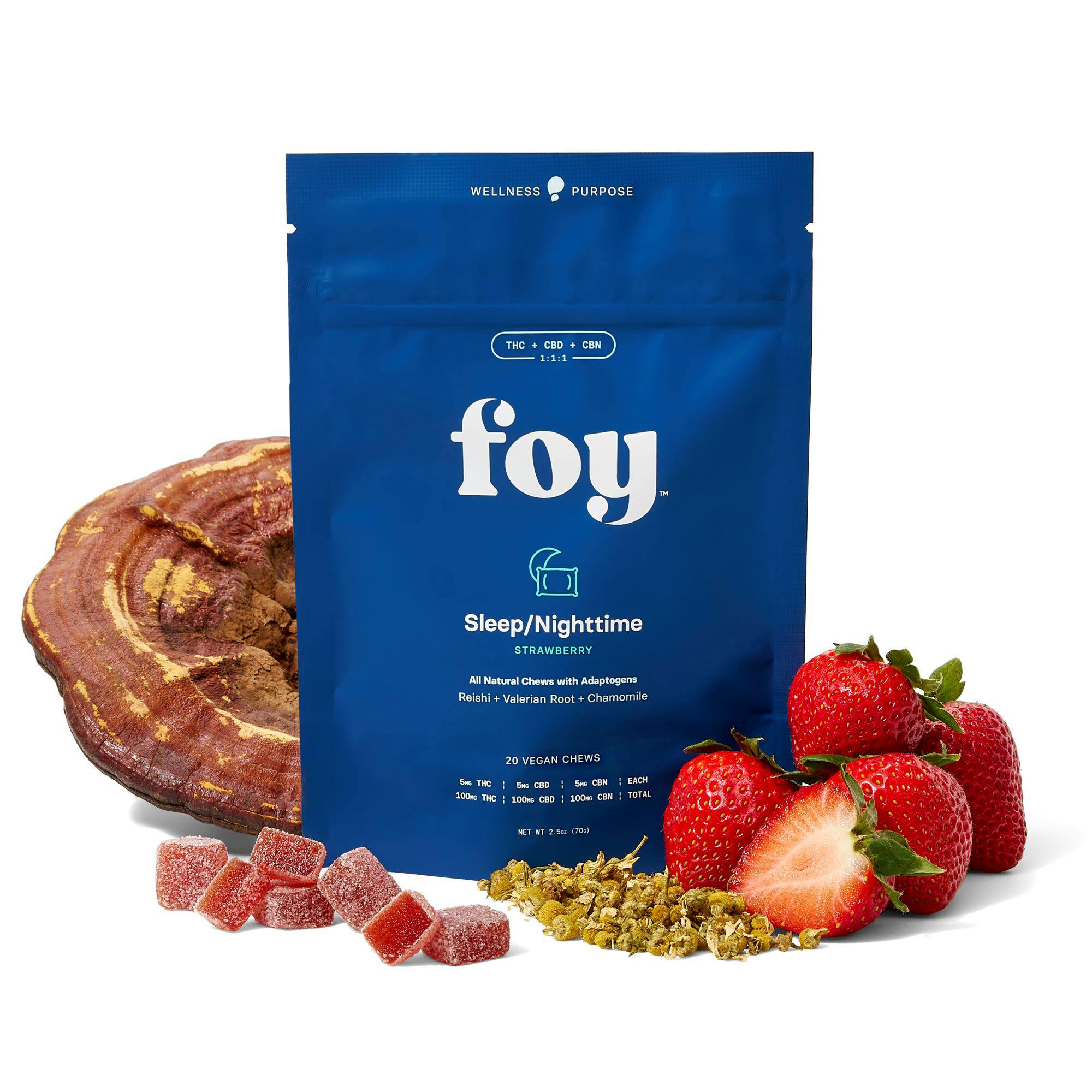 FOY Gummies "Nighttime" | 5:5:5 THC:CBD:CBN | Strawberry (H) | Gummies | 20