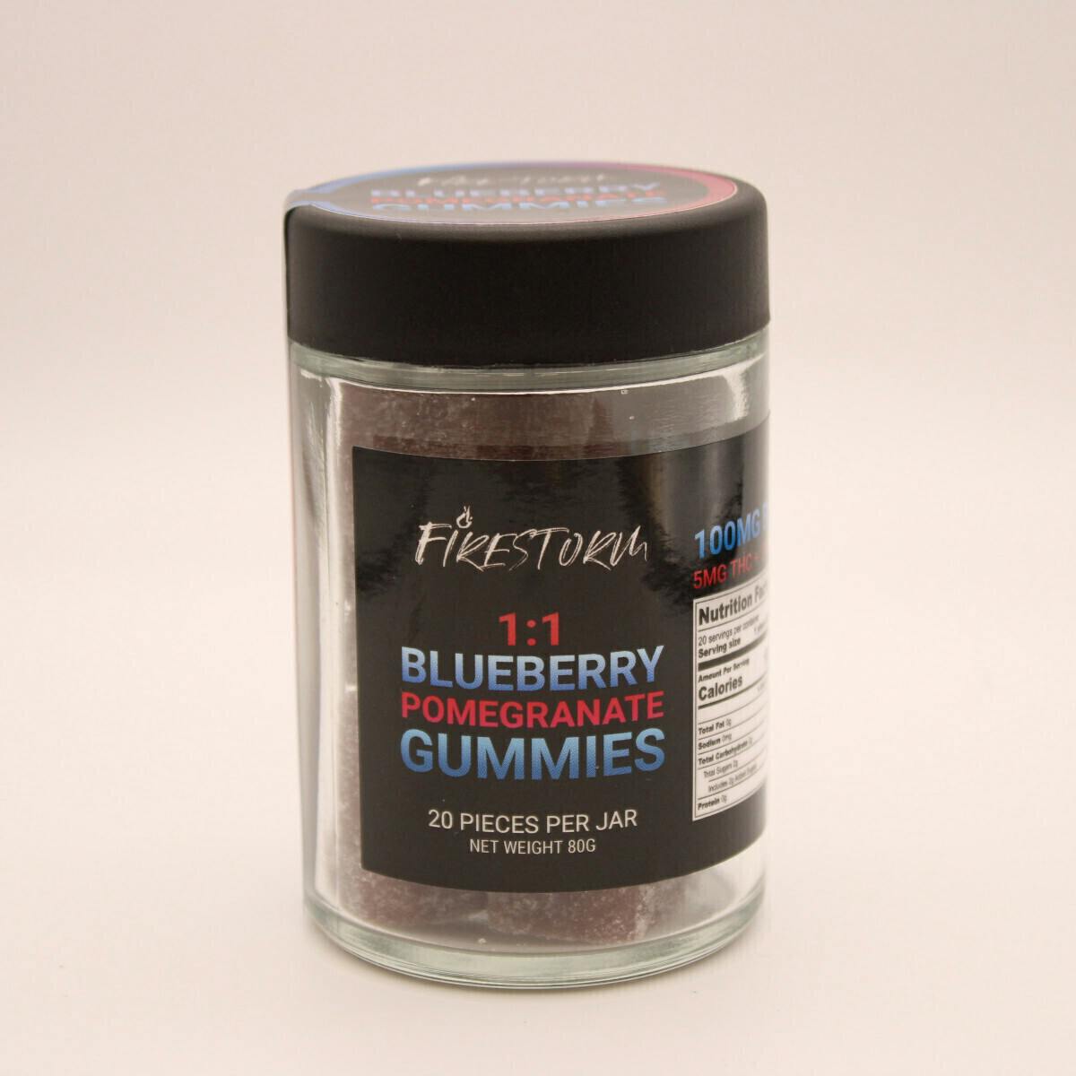 Blueberry Pomegranate 1:1 CBD:THC | Gummies | 20pk | 5mg/ea