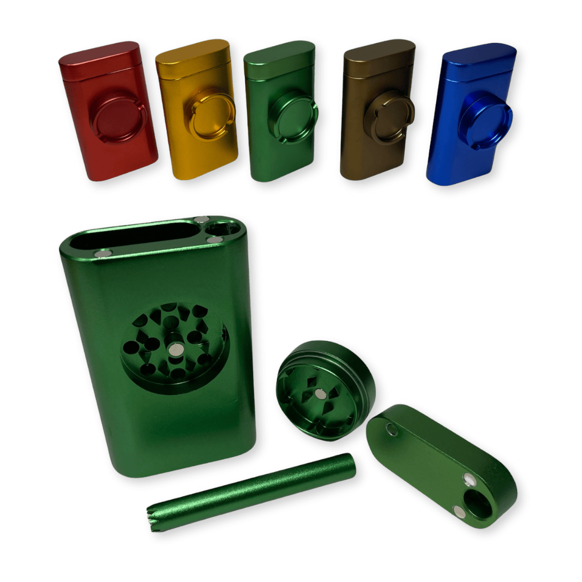 Metal Hitter Box With Built In Grinder | Assorted Colors | Grinders