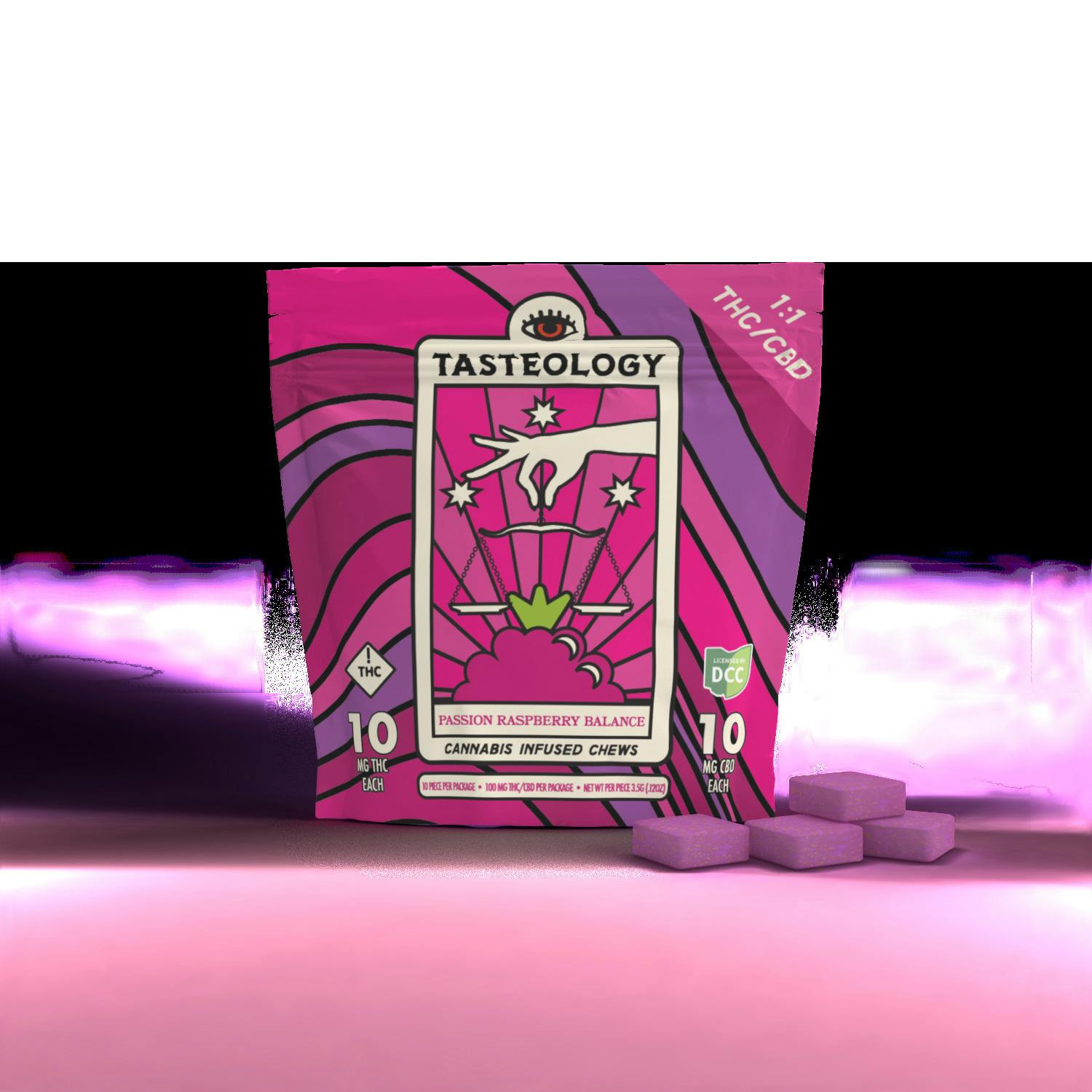 Passion Raspberry 1:1 THC:CBD | Gummies | 10pk | 10mg/ea by Tasteology