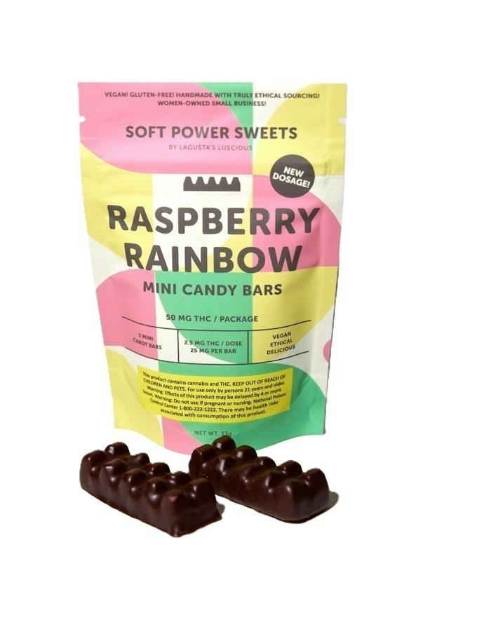 Raspberry Rainbow Chocolate Caramel | Chocolates | 2pk | 25mg/ea by Soft Power Sweets