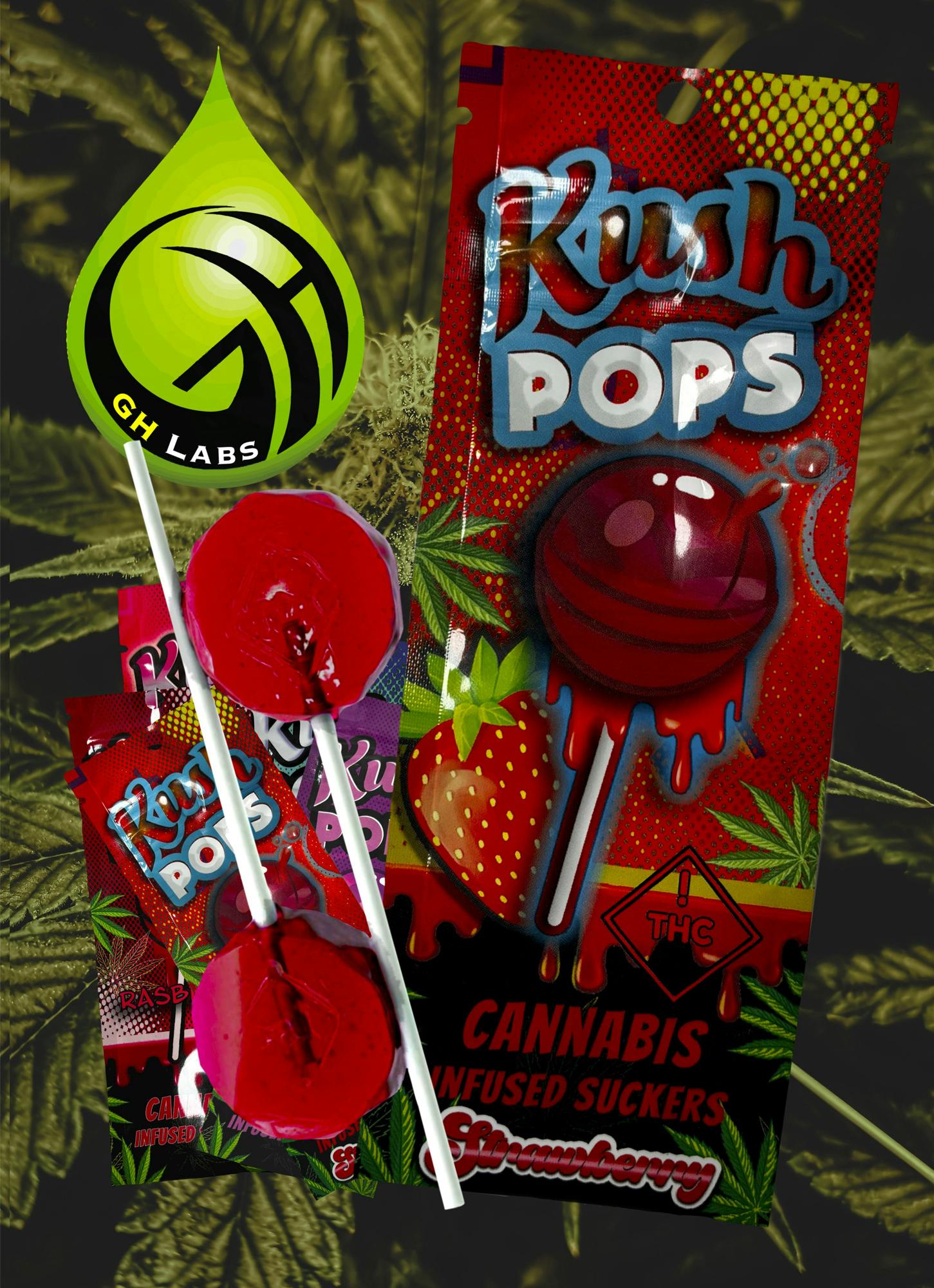 Kush Pops 100mg Suckers (2-Pack) | Strawberry | 2pk | 50mg/ea