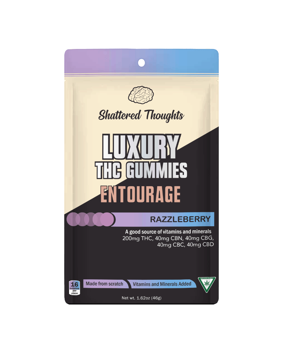 Razzleberry Gummies | 5:1:1:1:1 THC:CBG:CBC:CBN:CBD | 200mg | 10ct by Shattered Thoughts