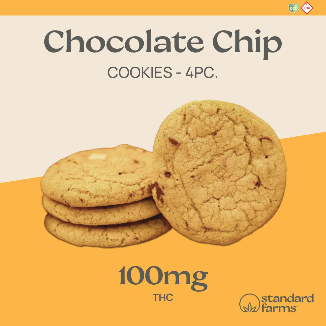 Standard Farms Chocolate Chip Cookies Edible | Baked Goods | 4pk | 22.99mg/ by Standard Farms