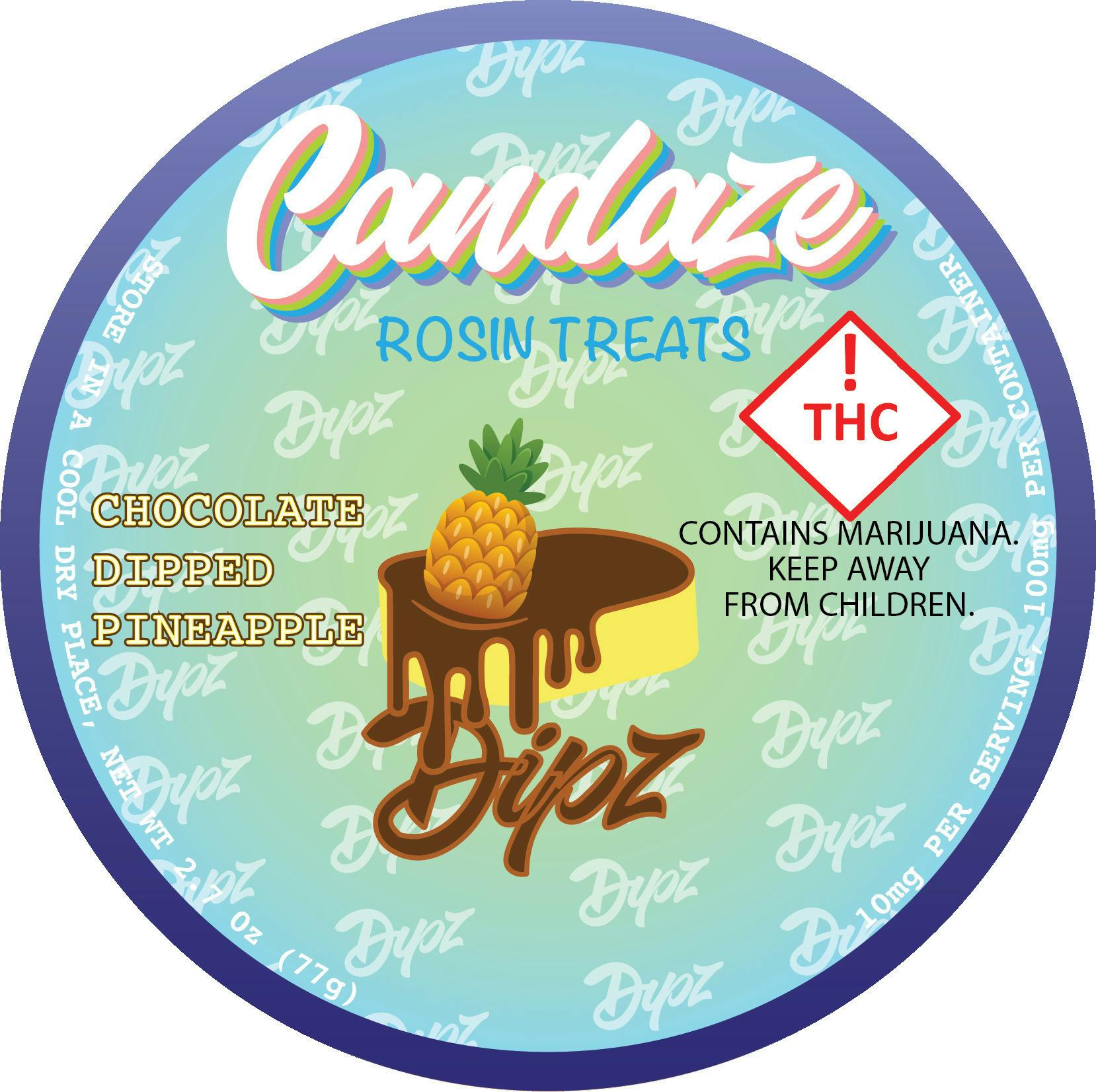 Candaze | Rosin Gummies (S) Chocolate Pineapple Dipz 100mg | Gummies | 10pk