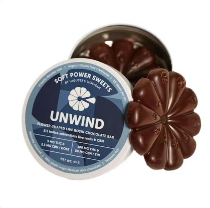 Unwind Live Rosin Chocolate | Chocolates | 20pk | 5mg/ea by Soft Power Sweets