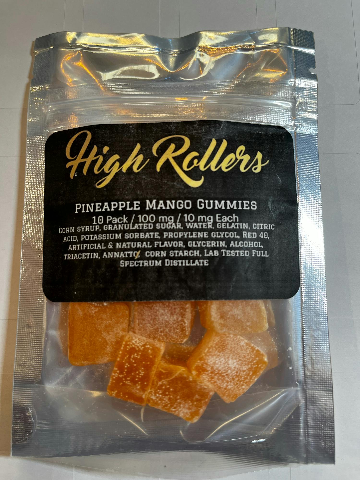 High Rollers - Gummies -/10mg/100mg - Pineapple Mango | Gummies | 10pk | 10