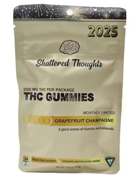 Shattered Thoughts | Grapefruit Champagne Gummies | 200mg | 10ct | 20mg/ea
