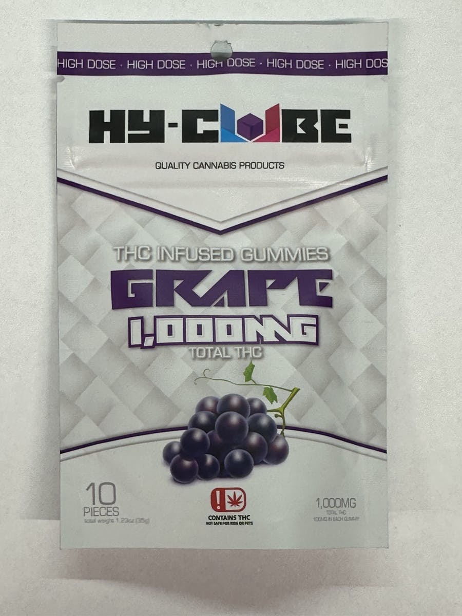 JKJ HyCube GUMMY Grape 1000mg R5.R2.B3 | Gummies | 10pk | 100mg/ea