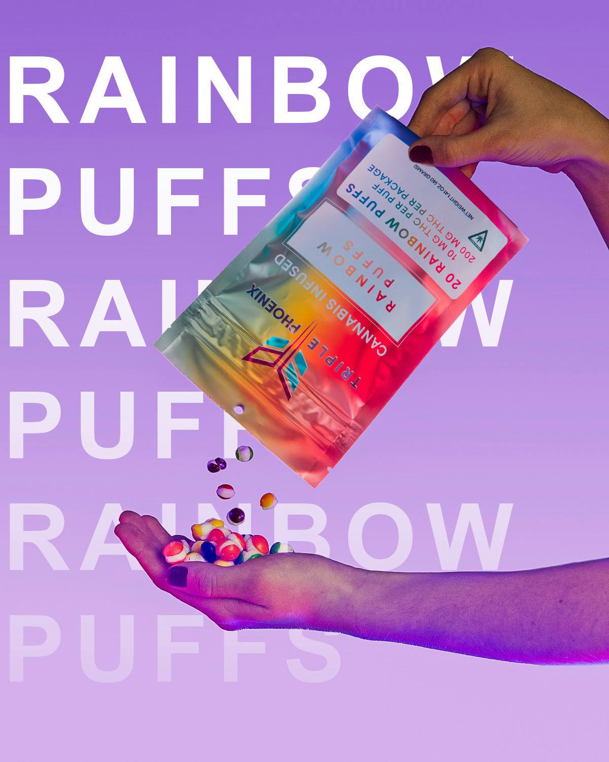 Rainbow Puffs Freeze Dried Skittles | Baked Goods | 20pk | 10mg/ea
