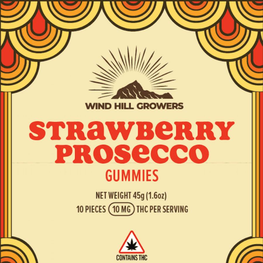 Wind Hill Growers 100mg Strawberry Prosecco | Gummies | 10pk | 10mg/ea