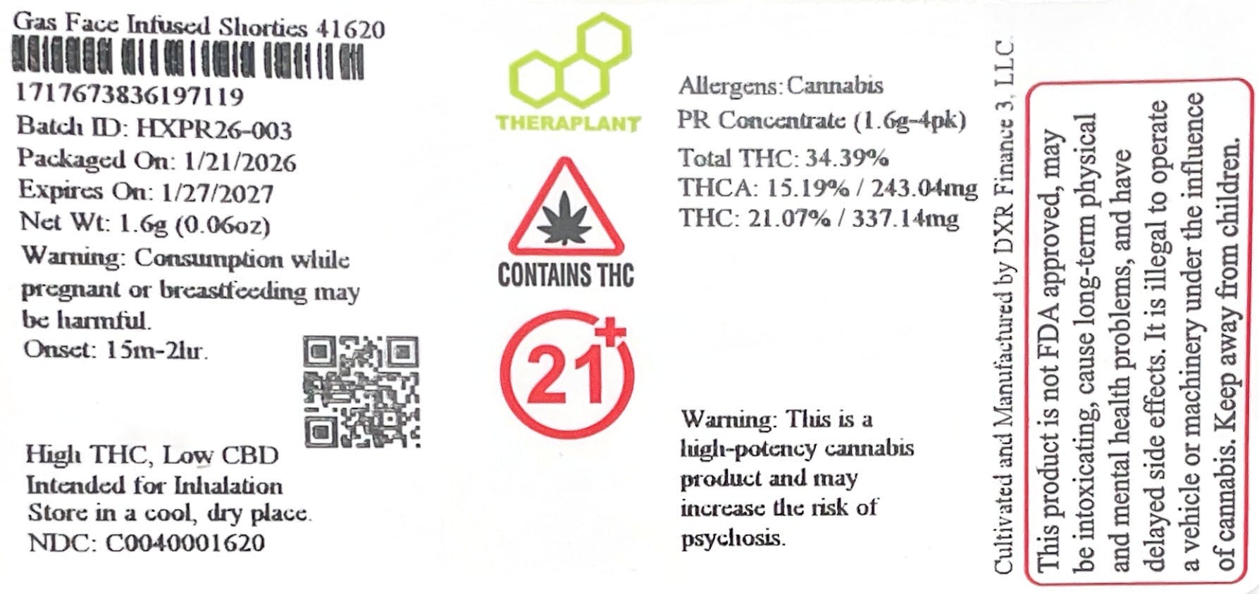 Gas Face | Infused Minis | 1.6g | 4pk by Theraplant