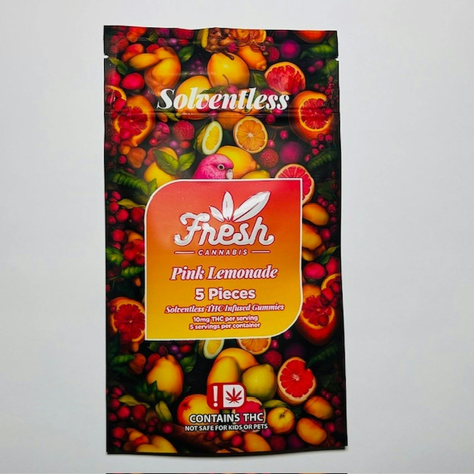 Solventless Gummies - Pink Lemonade (50mg per pack) | Gummies | 5pk | 10mg/