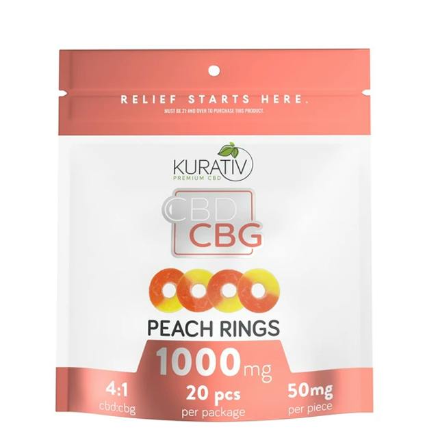 CBD:CBG Peach Rings | Gummies | 20pk | 0mg/ea