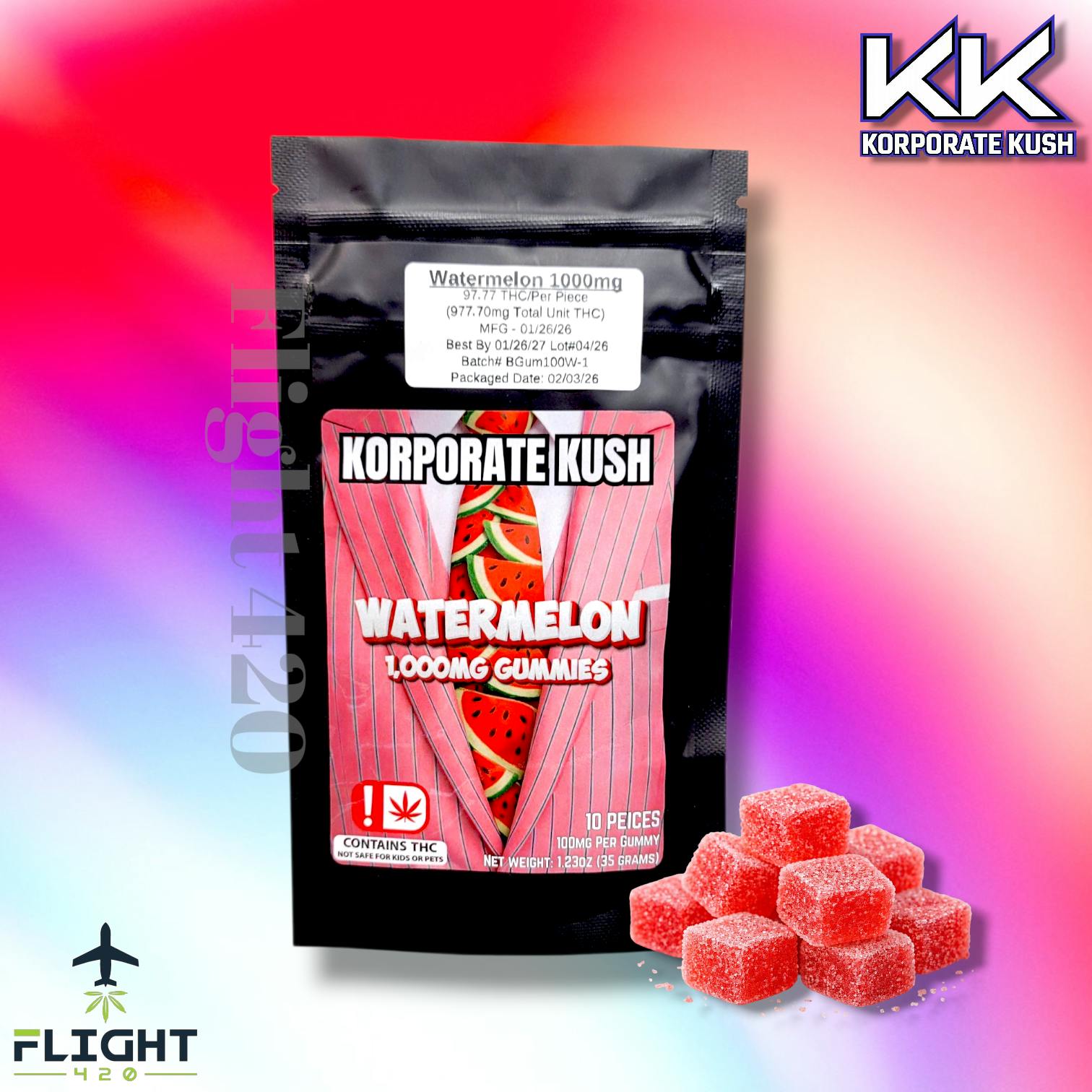 Watermelon Gummies | Gummies | 10pk | 100mg/ea