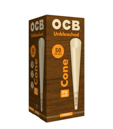 OCB 50ct Virgin - Unbleached Cone 1 1/4 - Regular | Accessories