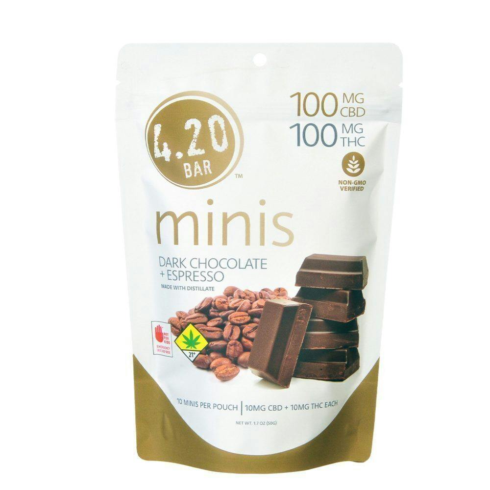 1:1 CBD Dark Chocolate Espresso Minis | Chocolates | 10pk | 10mg/ea