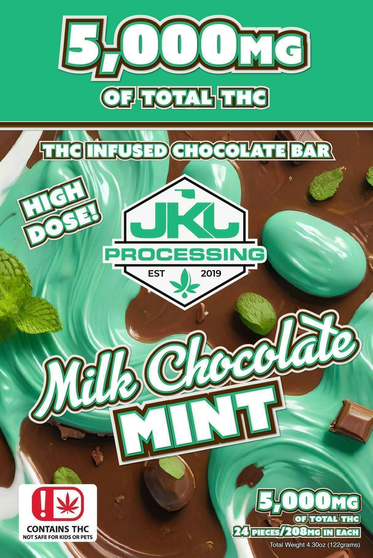 JKJ 5K Milk Chocolate Mint Bar | Chocolates | 24pk | 208mg/ea