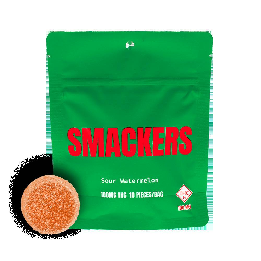 Smackers - Sour Watermelon -100mg - - Gummies | Gummies | 10pk | 10mg/ea