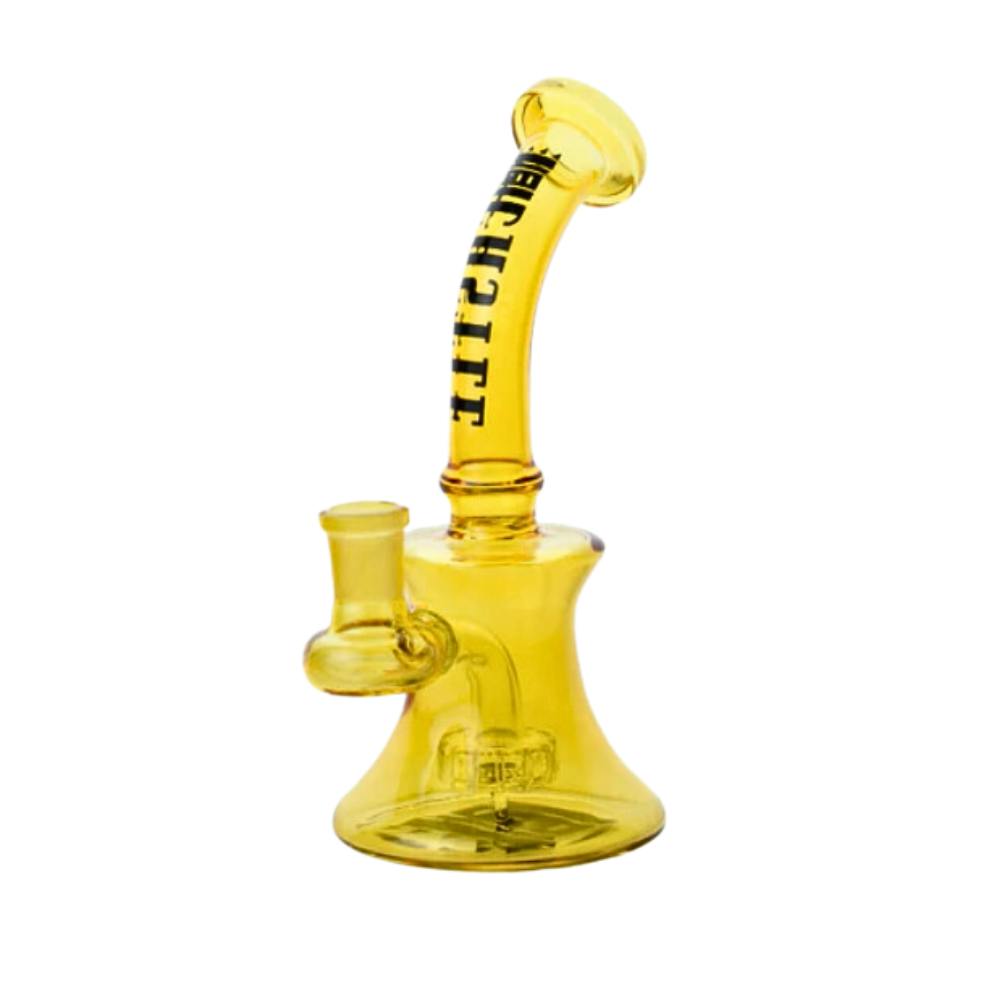 7mm Mini Electroplated Castle Glass Rig - 7" - Yellow | Dab Rigs
