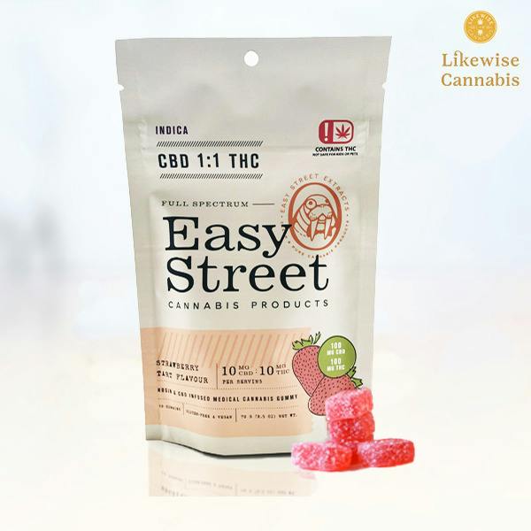 10-PACK 100MG 1:1 VEGAN STRAWBERRY TART INDICA | Gummies | 10pk | 10mg/ea