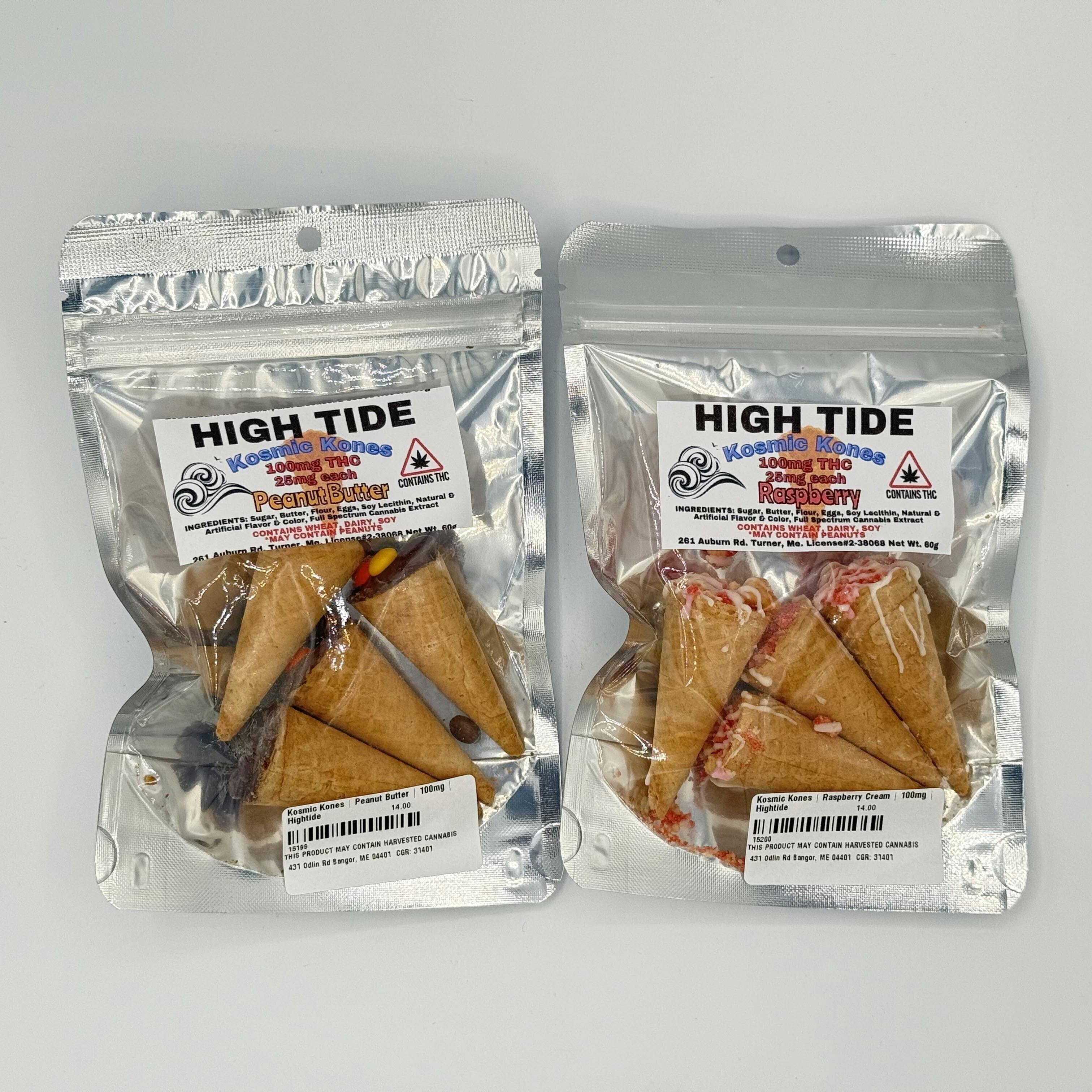 Kosmic Kones | Raspberry Cream | 100mg | Hightide | 4pk | 25mg/ea