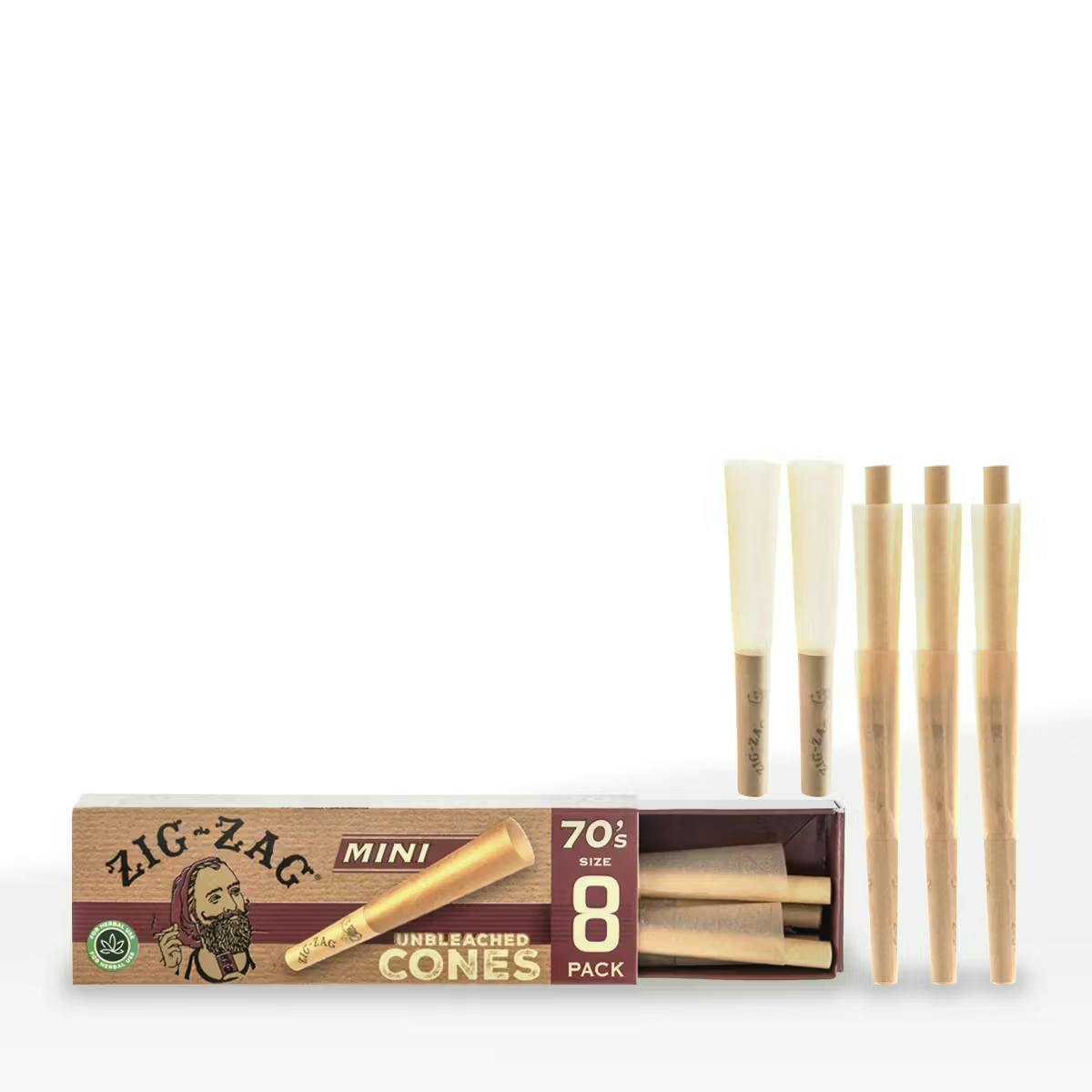 Unbleached 70mm Mini's 8-Pack Cones | Accessories