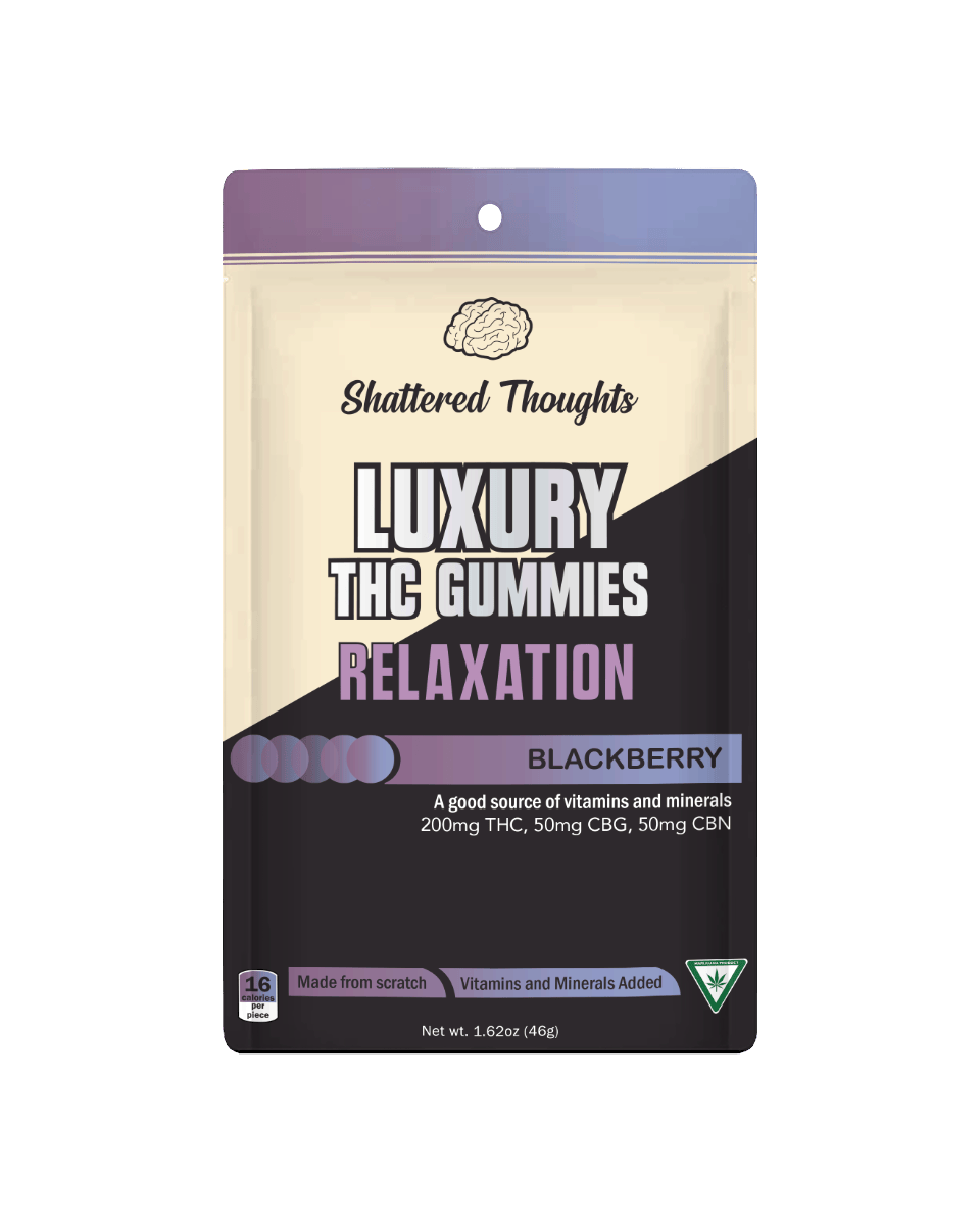 Blackberry Relaxation Gummies | 4:1:1 THC:CBG:CBN | 200mg | 10ct | 20mg/ea by Shattered Thoughts