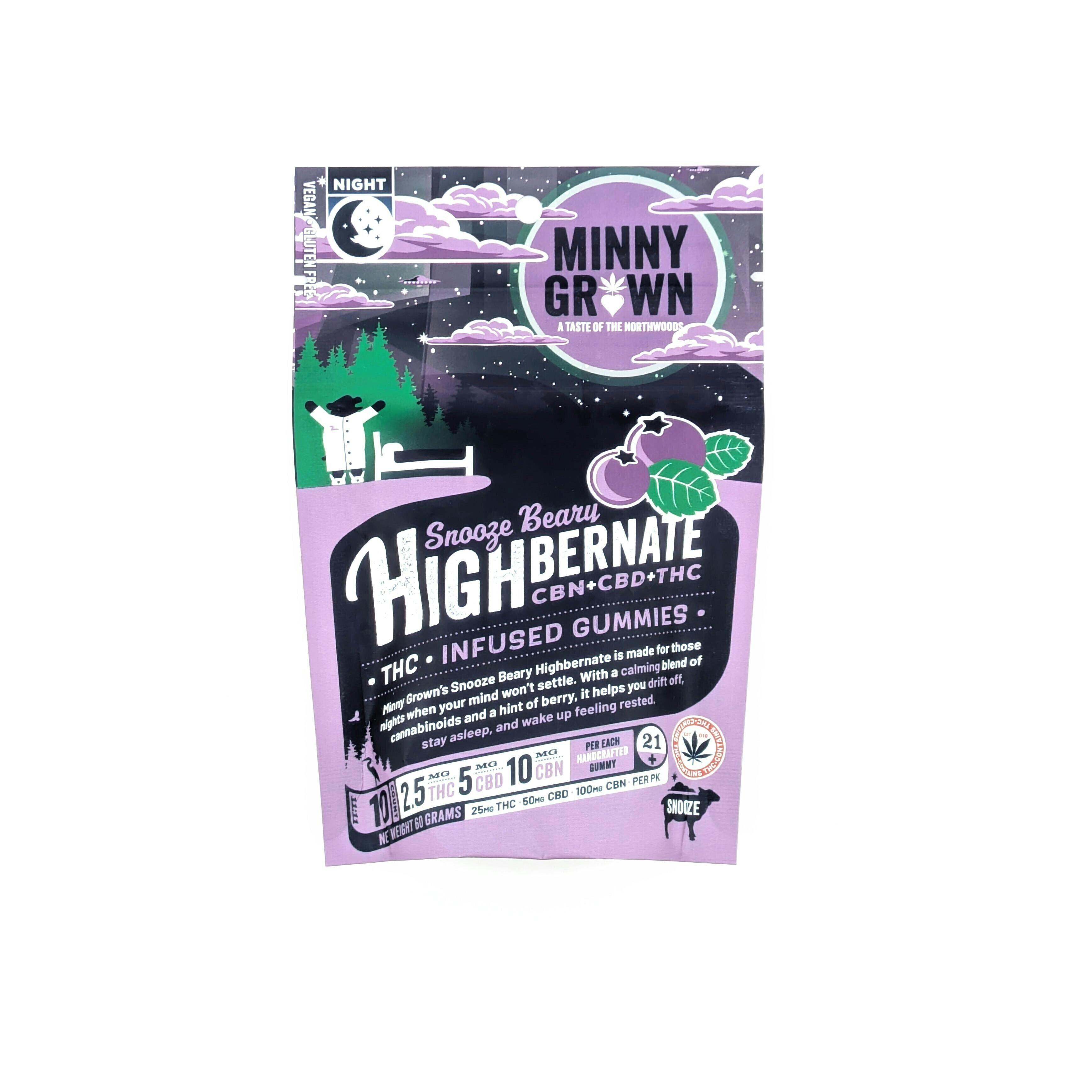 Minny Grown - 25mg THC + 50mg CBD + 100mg CBN Highbernate Gummies - Snooze at Legacy Cannabis