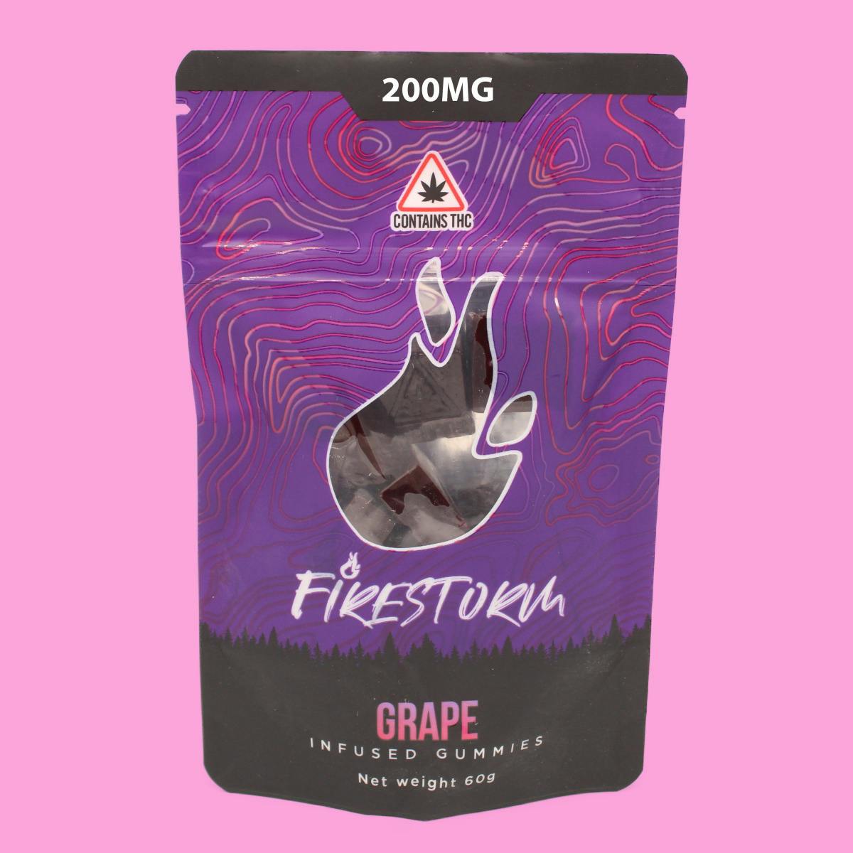 Firestorm | 200mg Gummies | Grape | Gummies | 20pk | 10mg/ea
