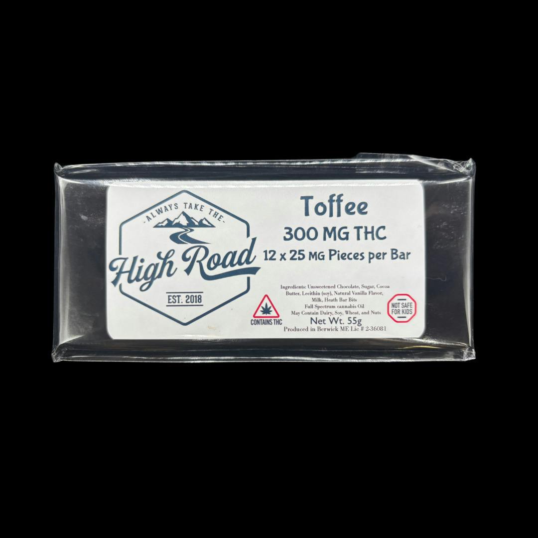 High Road : 300mg Toffee Full Spectrum Chocolate Bar | Chocolates | 12pk | by High Road