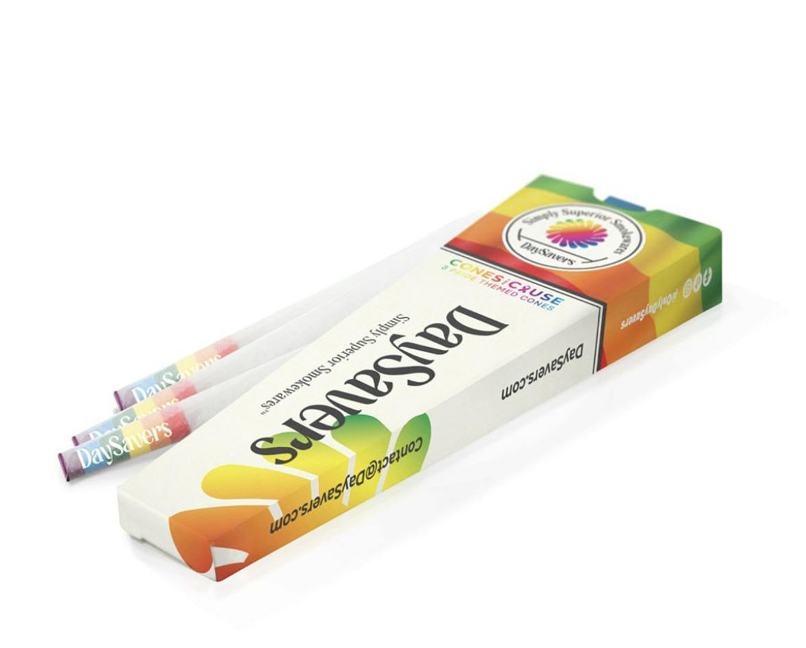 DaySavers 1 Gram King Size Rainbow Pride Flag Pre Rolled Cones | 3 Cones pe